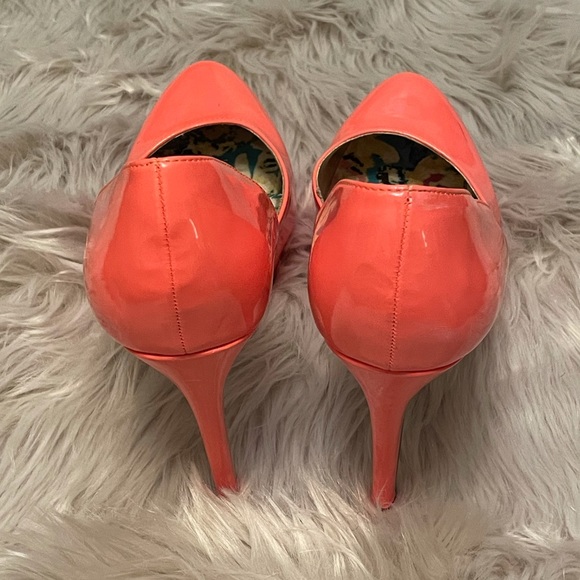 Sz 9 Peachy Orange Patent Leather Madden Girl “Unite” Stilettos 👠 - Picture 3 of 12